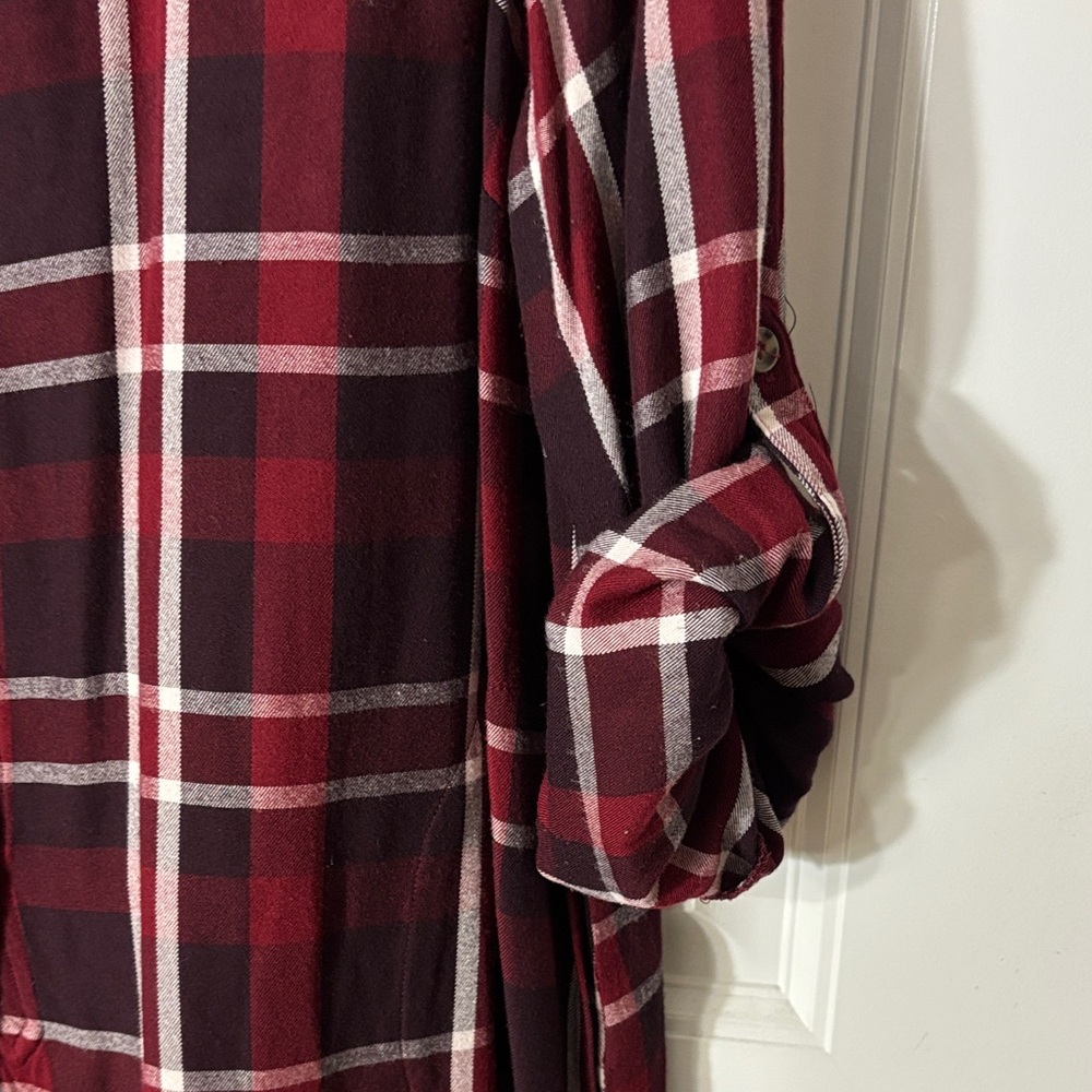 Lane Bryant Burgundy and White Plaid Shirt - Picture 3 of 11